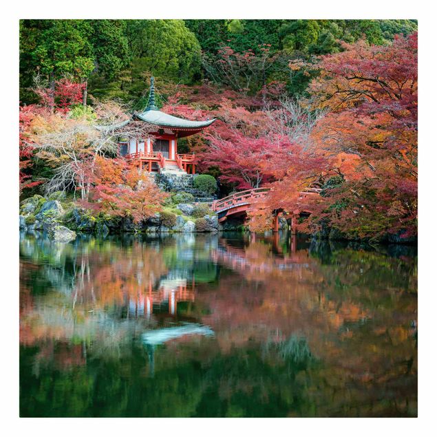 Tableau ville Temple Daigo Ji en automne