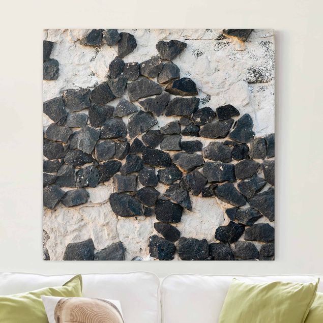Décorations cuisine Mur avec pierres noires
