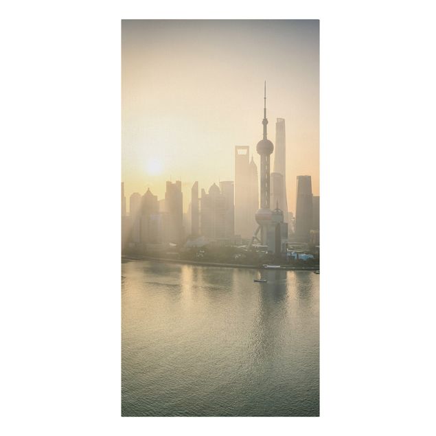 Tableau toile ville Pudong à l'aube