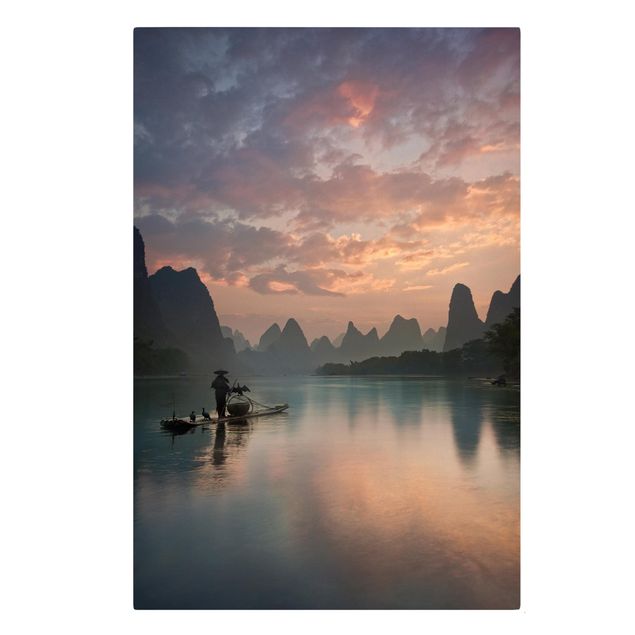 Toiles coucher de soleil Lever de soleil sur la rivière chinoise
