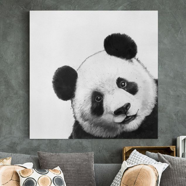 Déco mur cuisine Illustration Panda Dessin Noir Et Blanc
