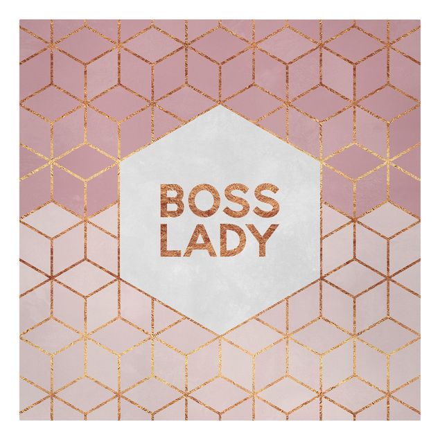 Tableau citations Boss Lady Hexagones en Rose