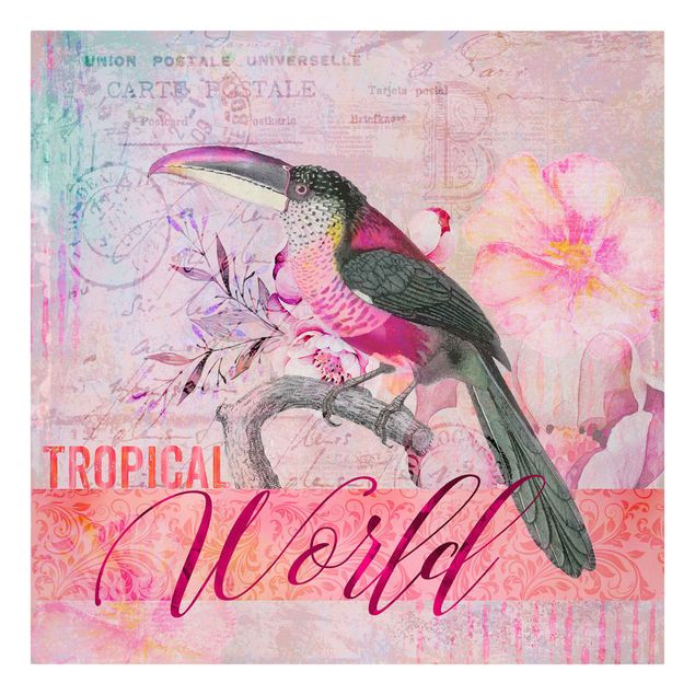 Tableau vintage Collage vintage - Monde Tropical Tucan
