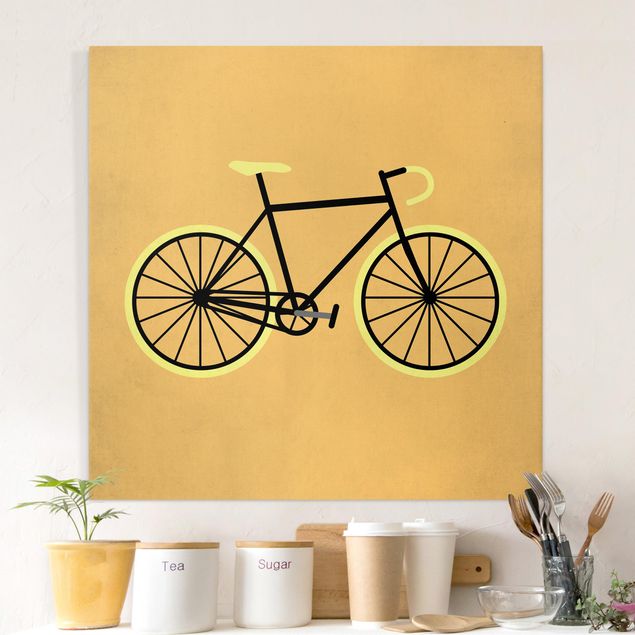 Déco murale cuisine Bicyclette en jaune