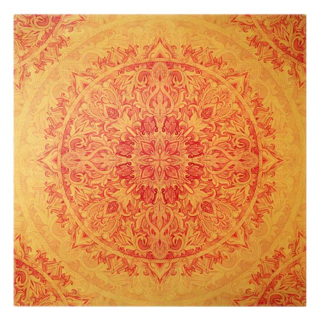 Tableaux Mandala à l'aquarelle Ornament Motif Rose