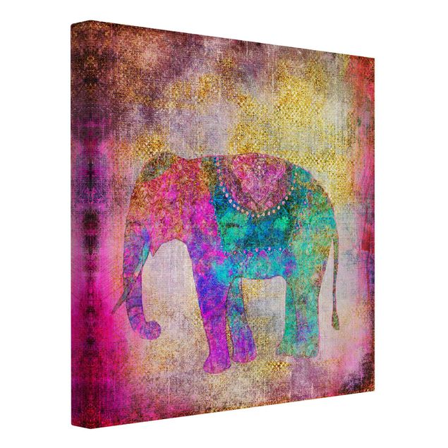 Tableau moderne Collage coloré - Éléphant indien