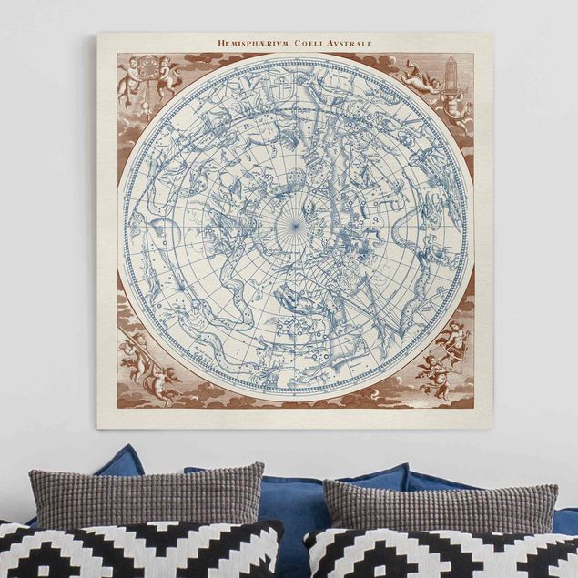 Déco mur cuisine Carte des étoiles vintage de l'hémisphère Sud