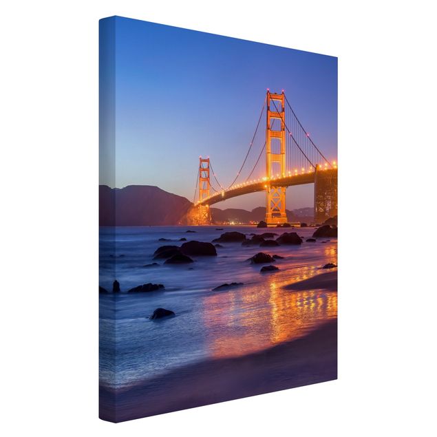 Tableau toile ville Pont du Golden Gate au crépuscule