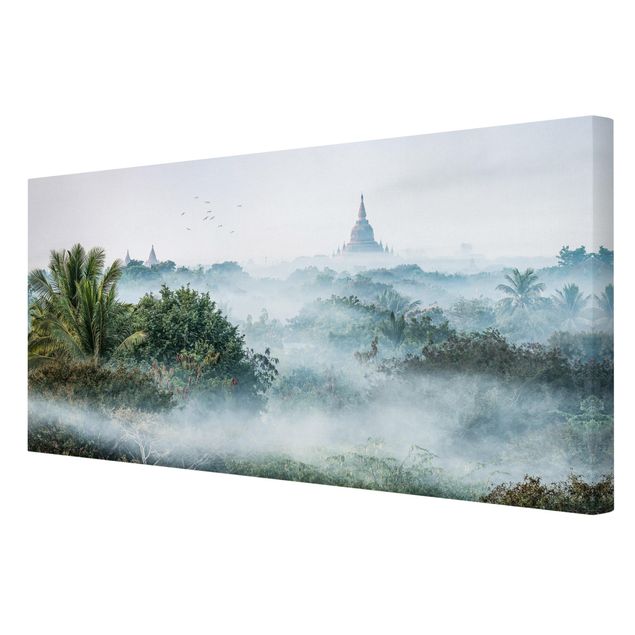 Toile asie Brouillard matinal sur la jungle de Bagan