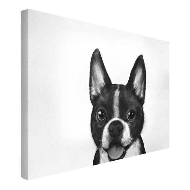 Tableau toile chien Illustration Chien Boston Peinture Noir Et Blanc