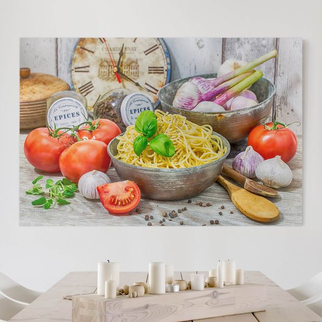 Déco mur cuisine Spaghetti au basilic