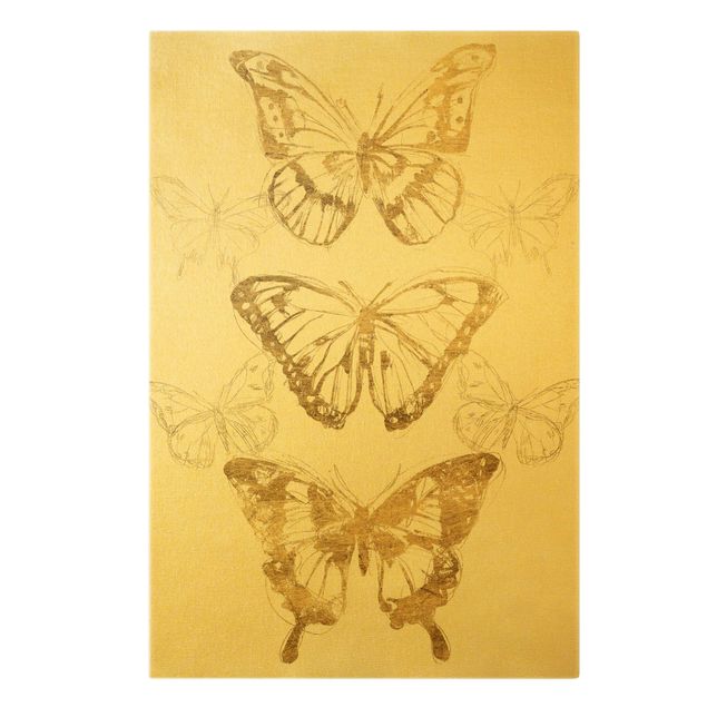 Toile animaux Composition de papillon en or II