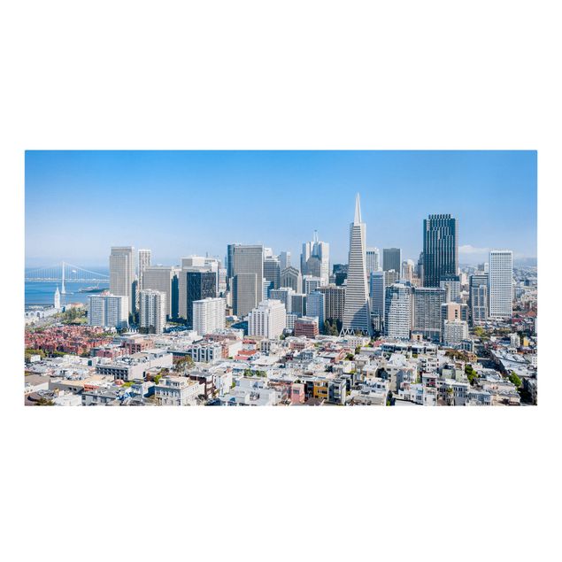 Tableau bleu Silhouette urbaine de San Francisco