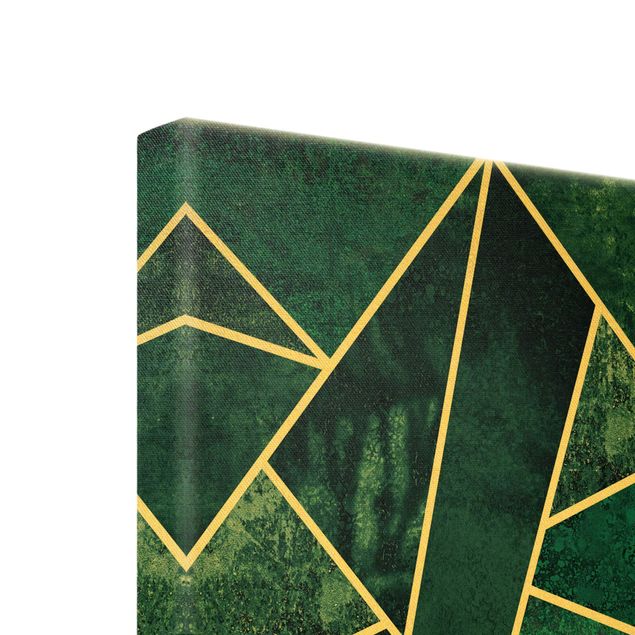 Tableaux toile Géométrie dorée - Turquoise foncé