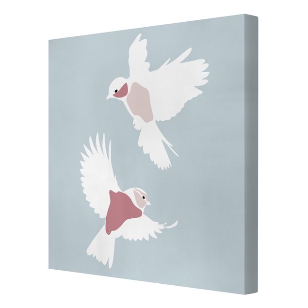 Tableau reproduction Line Art Pigeons Pastel
