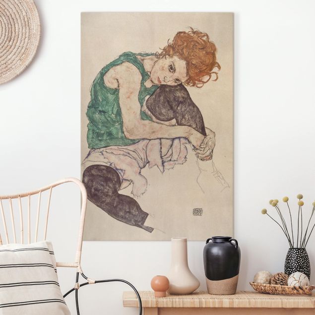 Décorations cuisine Egon Schiele - Femme assise avec un genou en l'air