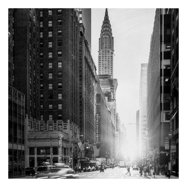 Tableaux sur toile en noir et blanc New York animée