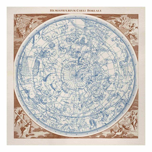 Tableau bleu Carte des étoiles vintage de l'hémisphère Nord