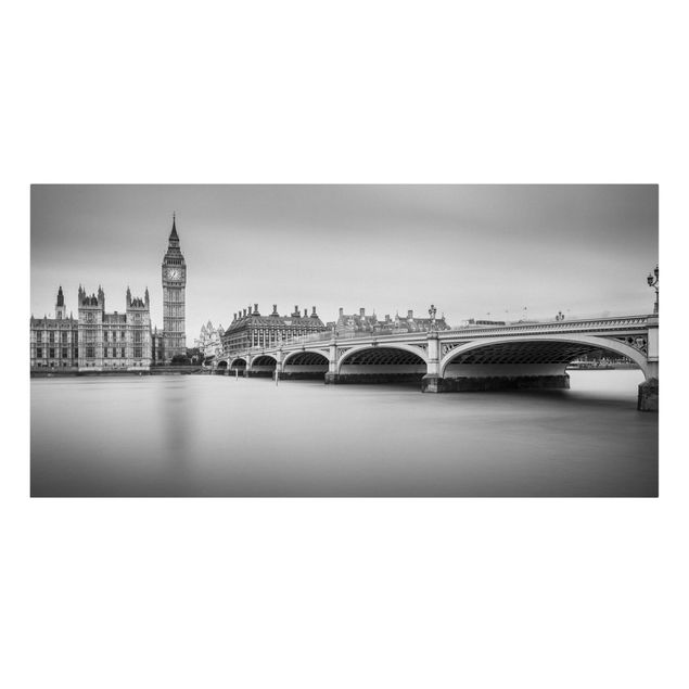 Tableaux sur toile en noir et blanc Pont de Westminster et Big Ben
