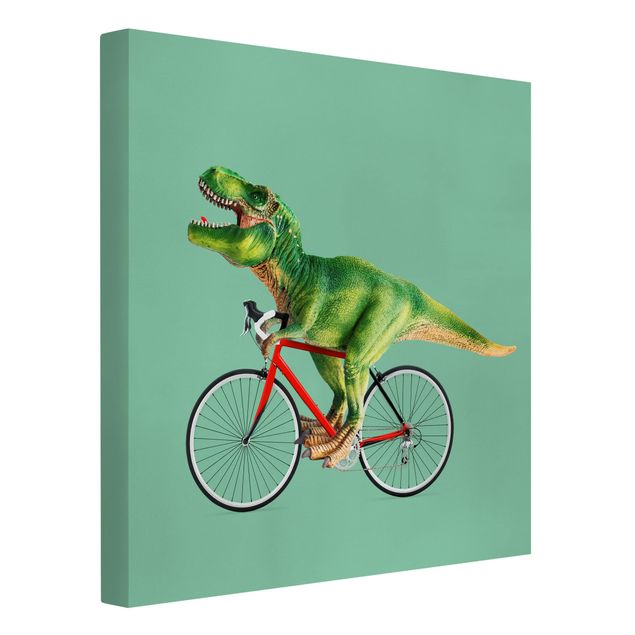 Tableaux animaux Dinosaure avec bicyclette