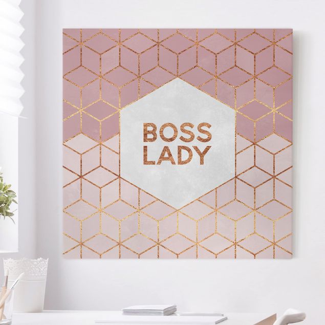 Tableau décoration Boss Lady Hexagones en Rose