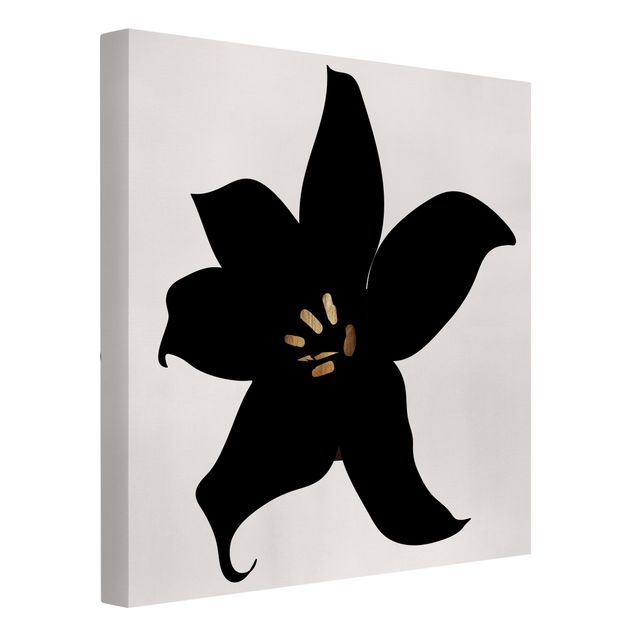 Toile orchidée Monde végétal graphique - Orchidée noire et or
