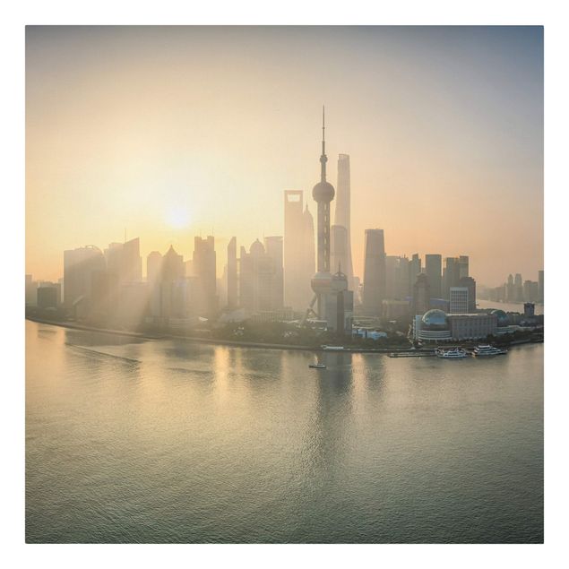 Tableau toile ville Pudong à l'aube
