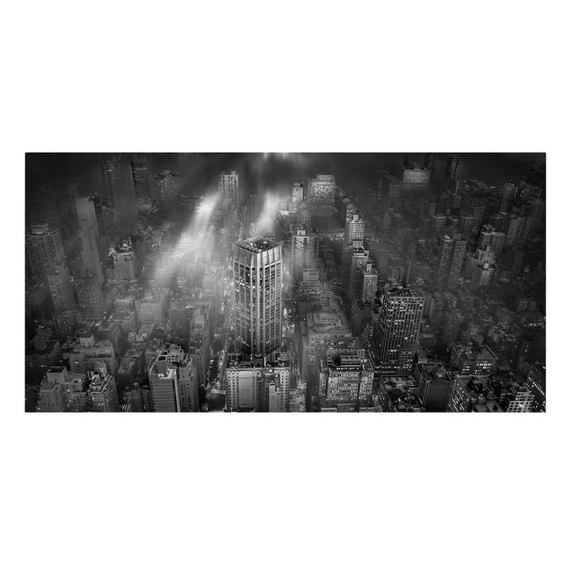 Tableaux sur toile en noir et blanc Soleil sur la ville de New York