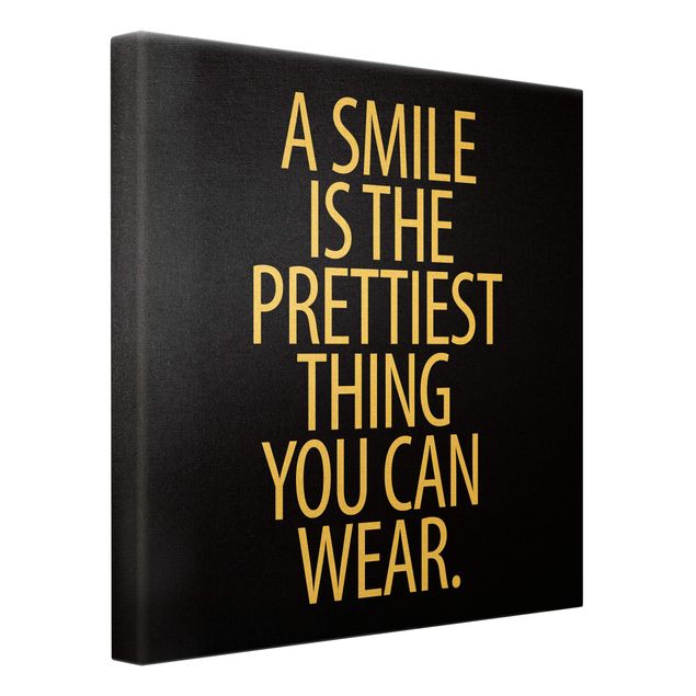 Tableau sur toile or - A Smile is the prettiest thing Sans Serif black