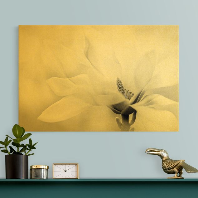 Tableau moderne Delicate Magnolia Flowers Black and White