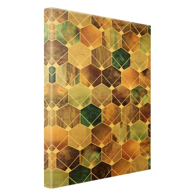 Tableaux Géométrie dorée - Turquoise Art Déco