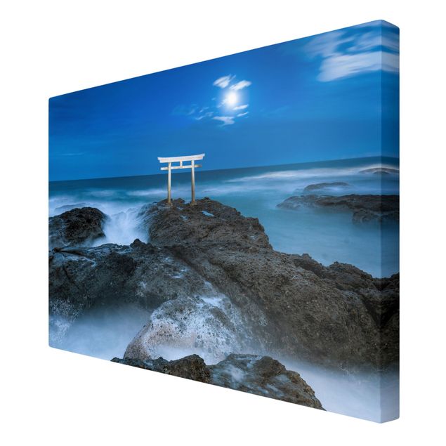 Tableau toile ville Torii At The Ocean During Full Moon