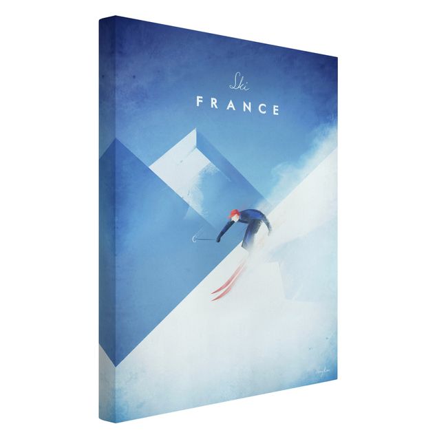 Toile paysage montagne Poster de voyage - Ski en France