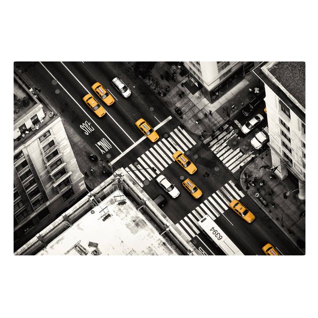 Tableaux sur toile en noir et blanc Taxis de la ville de New York