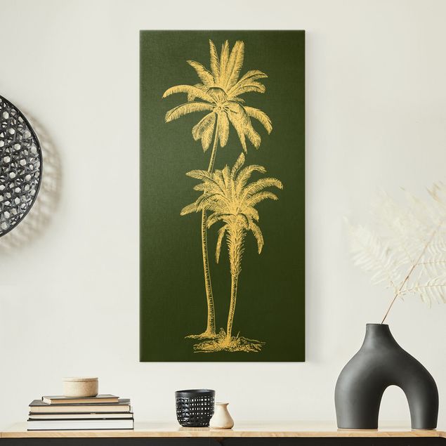 Déco mur cuisine Illustration Palmiers sur fond vert