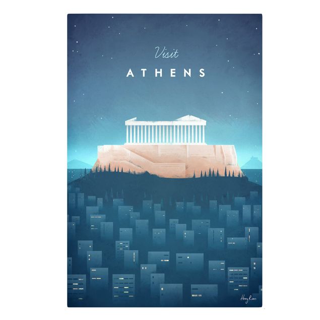 Tableau bleu Poster de voyage - Athènes