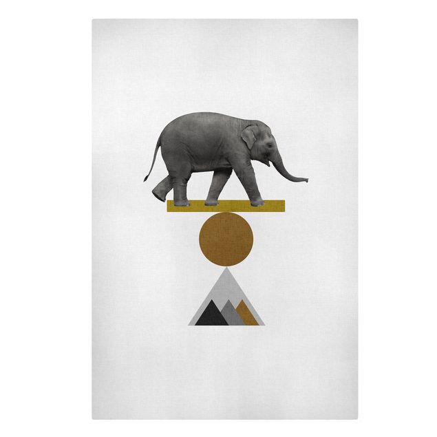 Tableau reproduction Éléphant Art de l'équilibre