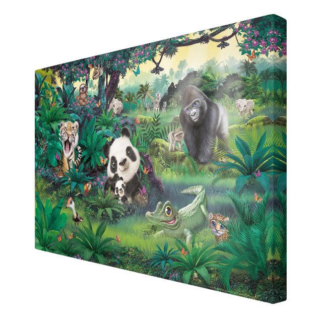 Tableau toile singe Jungle avec des animaux