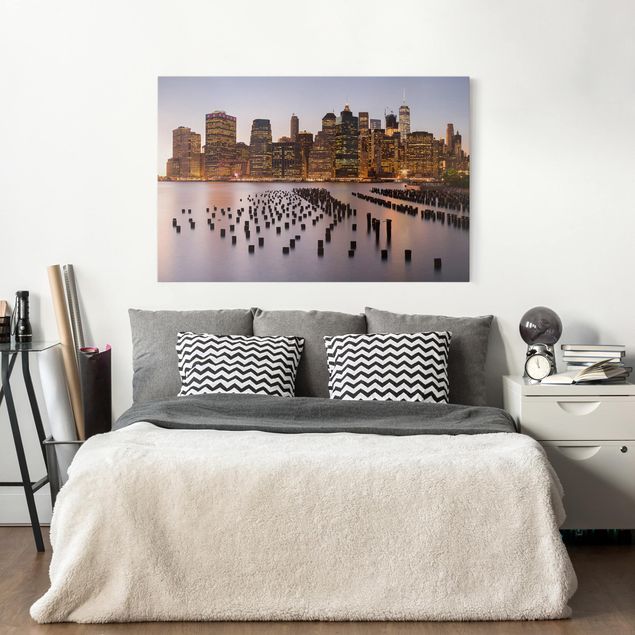 Tableau de New York sur toile Vue silhouette urbaine de Manhattan