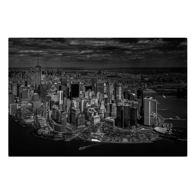 Tableaux sur toile en noir et blanc New York - Manhattan vu du ciel