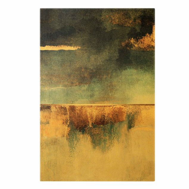 Tableaux de Elisabeth Fredriksson Bord de lac abstrait en or