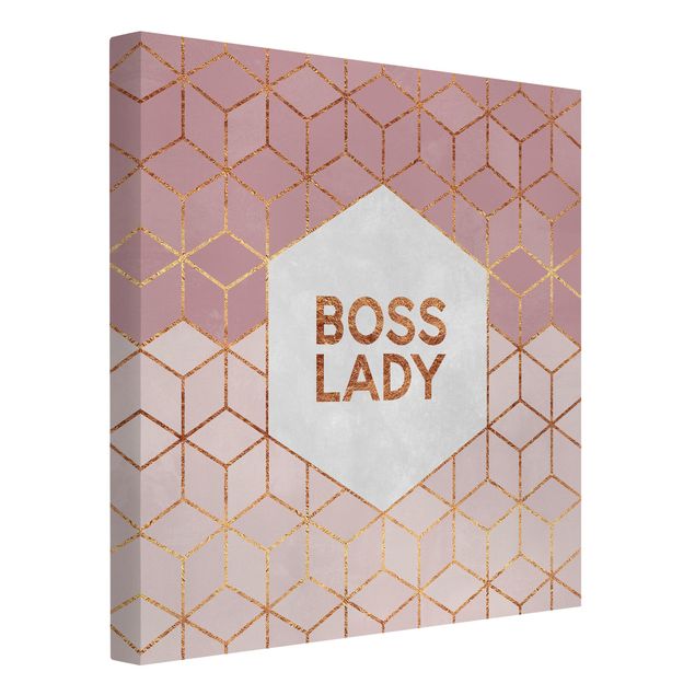 Tableau dessins Boss Lady Hexagones en Rose