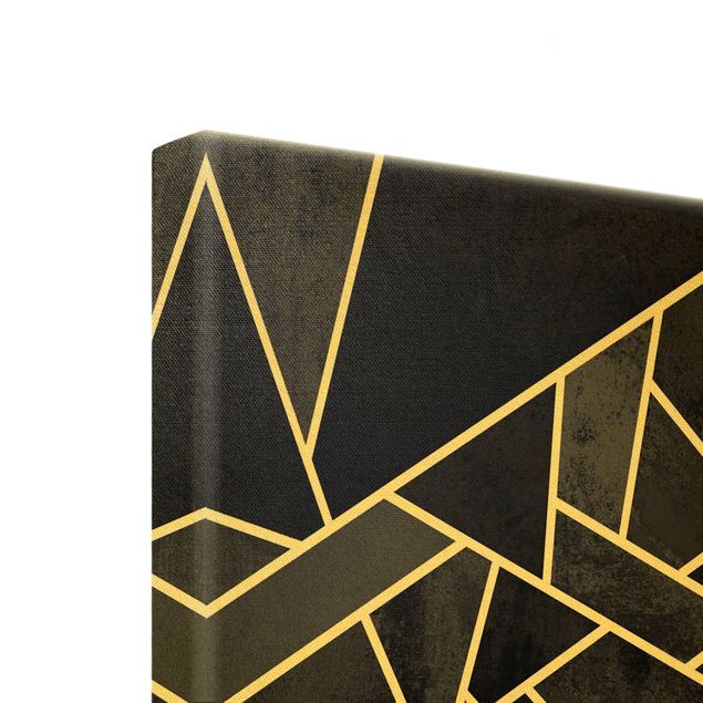 Toile murale Géométrie dorée - Triangles noirs