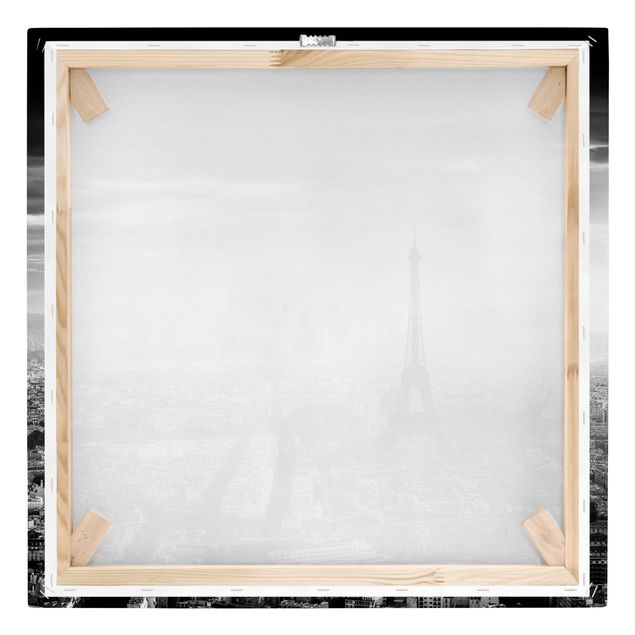 Tableaux noir et blanc La Tour Eiffel vue du ciel en noir et blanc