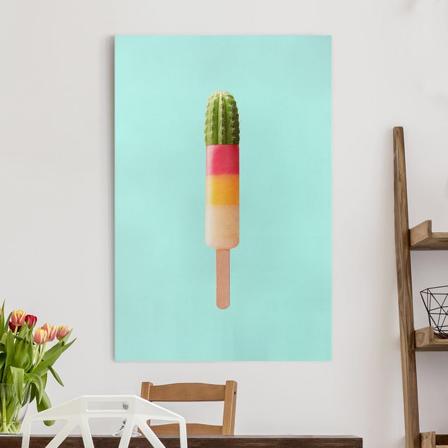 Déco mur cuisine Popsicle avec cactus