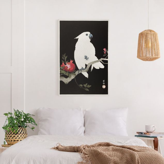 Toile oiseaux Illustration asiatique vintage cacatoès blanc