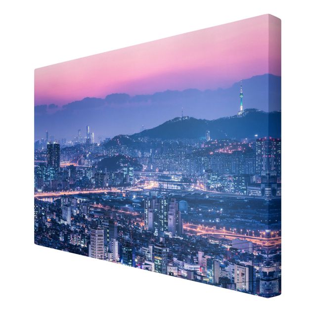 Tableau toile ville Silhouette urbaine de Séoul