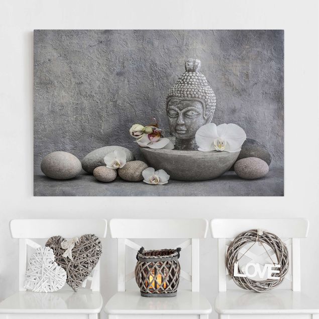 Décorations cuisine Bouddha Zen, Orchidée et Pierre