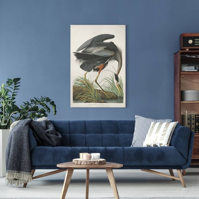 Toile oiseaux Tableau Botanique Blue Heron