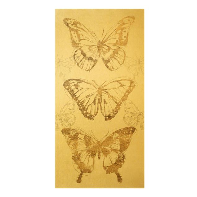 Toile animaux Composition de papillon en or II